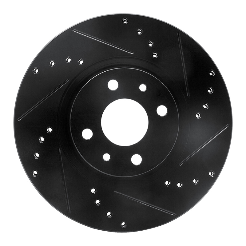 Fiat 500E Brake Rotor (1) - Front Right - R1 Concepts - Drilled & Slotted - Black - `12-`19